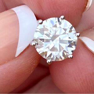 4 Ct TW Moissanite Solitaire Stud Earrings sterling silver platinum FL/D $695.00